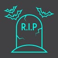 Tombstone line icon, halloween and scary, grave