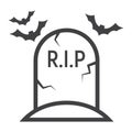 Tombstone line icon, halloween and scary, grave