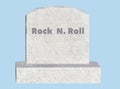 A tombstone to use as a graphic element is engraved with the name Rock N. Roll