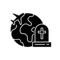 Tombstone tourism black glyph icon