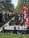 Tombstones at a Chinese cemetery in beijing