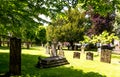 Tombstones in the graveyard - Shakespeare`s Church, the Church of the Holy Trinity in Stratford-upon-Avon