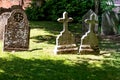 Tombstones in the graveyard - Shakespeare`s Church, the Church of the Holy Trinity in Stratford-upon-Avon