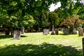 Tombstones in the graveyard - Shakespeare`s Church, the Church of the Holy Trinity in Stratford-upon-Avon