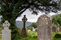 Tombstones at monastery cemetery of glendalough, ireland