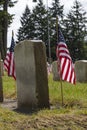 Tombstones with small US flags Royalty Free Stock Photo