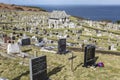 Tombstones at St. Tudno`s church at Llandudno, Wales, UK.