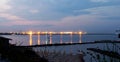 Tomis Harbor lights viewed from Eforie Nord at night