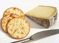 Tomme de Savoie cheese and biscuits Royalty Free Stock Photo