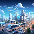 Tomorrow Commute of High-Speed Urbanity with Eco-Friendly Metropolis by Clean Energy Commuting Royalty Free Stock Photo