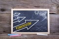 Tomorrow. Old wooden background with texture and chalk blackboard Royalty Free Stock Photo