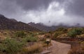 Toms Thumb Hiking Trail During Monsoon Storm In Arizona