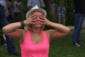 TOMSK RUSSIA - JUNE 19, 2016:: Residents of the city are taking part in the open lesson on Yoga in Central Park