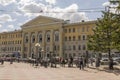 Tomsk, Russia,The Tomsk University of Control Systems and Radioelectronics in summer day. July 10, 2017. Lot of peoples around. Bi Royalty Free Stock Photo