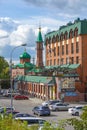 Tomsk, view of Trifonov Street and the historic Red Cathedral Mosque