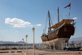 The 300 ton dhow vessel Fatah al Khair on display as an open-air museum in Sur, Oman