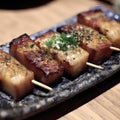 Ton Negima (Grilled Pork Belly and Scallion Skewers) Royalty Free Stock Photo