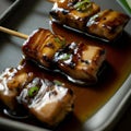 Ton Negima (Grilled Pork Belly and Scallion Skewers) Royalty Free Stock Photo