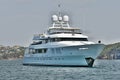 A 90 ton plus, luxury cruising motor Super Yacht at anchor in Sy
