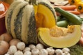 Tonda Padana pumpkin and ingredients for soup Royalty Free Stock Photo