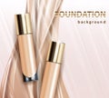 Tone skin cream bottle. Glamorous foundation ads, glass bottle with foundation.Elegant ads for design, 3d Vector