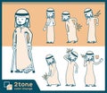 2tone type Arab men_set 08 Royalty Free Stock Photo