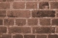 A toned background of a piece of brick wall closeup inside an antique antique house. Background, texture Royalty Free Stock Photo