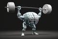 A toned human brain lifts a barbell