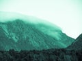 Toned image large mountain with blue sky