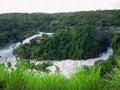 Toned image of majestic waterfall in the park Murchison Falls in Uganda against the background of the jungle Royalty Free Stock Photo