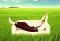 Teenager sleep in the Field Royalty Free Stock Photo