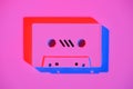 toned pink picture of retro audio cassette