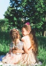 Toned portrait of Two Happy little girls embracing and spending Royalty Free Stock Photo