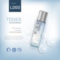 toner Ads bottle isolated on green background.Premium ads for web site,marketing,social network and blog.Realistic 3d color