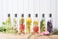 toners in spray bottles with botanical elements