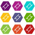 Tonfa icon set color hexahedron