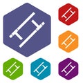 Tonfa icons set hexagon Royalty Free Stock Photo