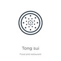 Tong sui icon. Thin linear tong sui outline icon isolated on white background from food and restaurant collection. Line vector