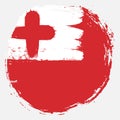 Tonga Circle Flag Vector Hand Painted with Rounded Brush