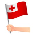 Tonga flag in hand Royalty Free Stock Photo