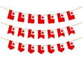 Tonga flag on the ropes on white background. Set of Patriotic bunting flags. Bunting decoration of Tonga flag Royalty Free Stock Photo