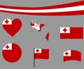 Tonga Flag Map Ribbon And Heart Icons Vector Illustration Abstract Collection Royalty Free Stock Photo