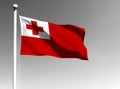 Tonga national flag waving on gray background