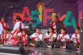 Tongan people in national colors at Pasifika Festival, Auckland, New Zealand