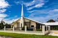 Typical Mormon church. The Church of Jesus Christ of Latter-day Saints in rural Oceania. Tonga, Polynesia, South Pacific Ocean.