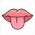 Tongue icon vector illustration, one of the five human senses for taste, body anatomy study Royalty Free Stock Photo