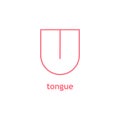 Tongue line pink icon. Vector tongue with inscription illustration isolated