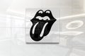 The rolling stones tongue on glossy office wall realistic texture