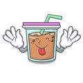 Tongue out bubble tea mascot cartoon