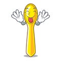 Tongue out plastic kitchen spoon isolated on mascot Royalty Free Stock Photo